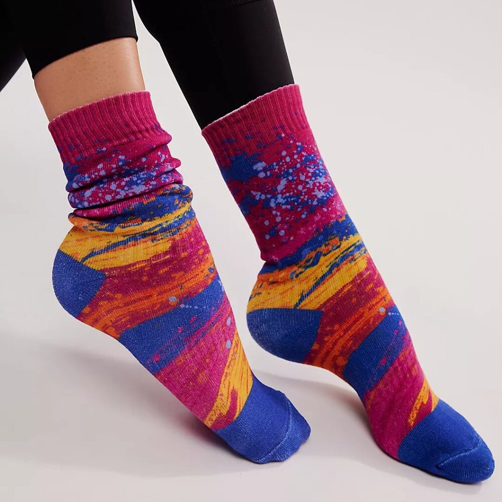 010 Free People Movement Splatter Surge Hike Socks Berry Combo NWT